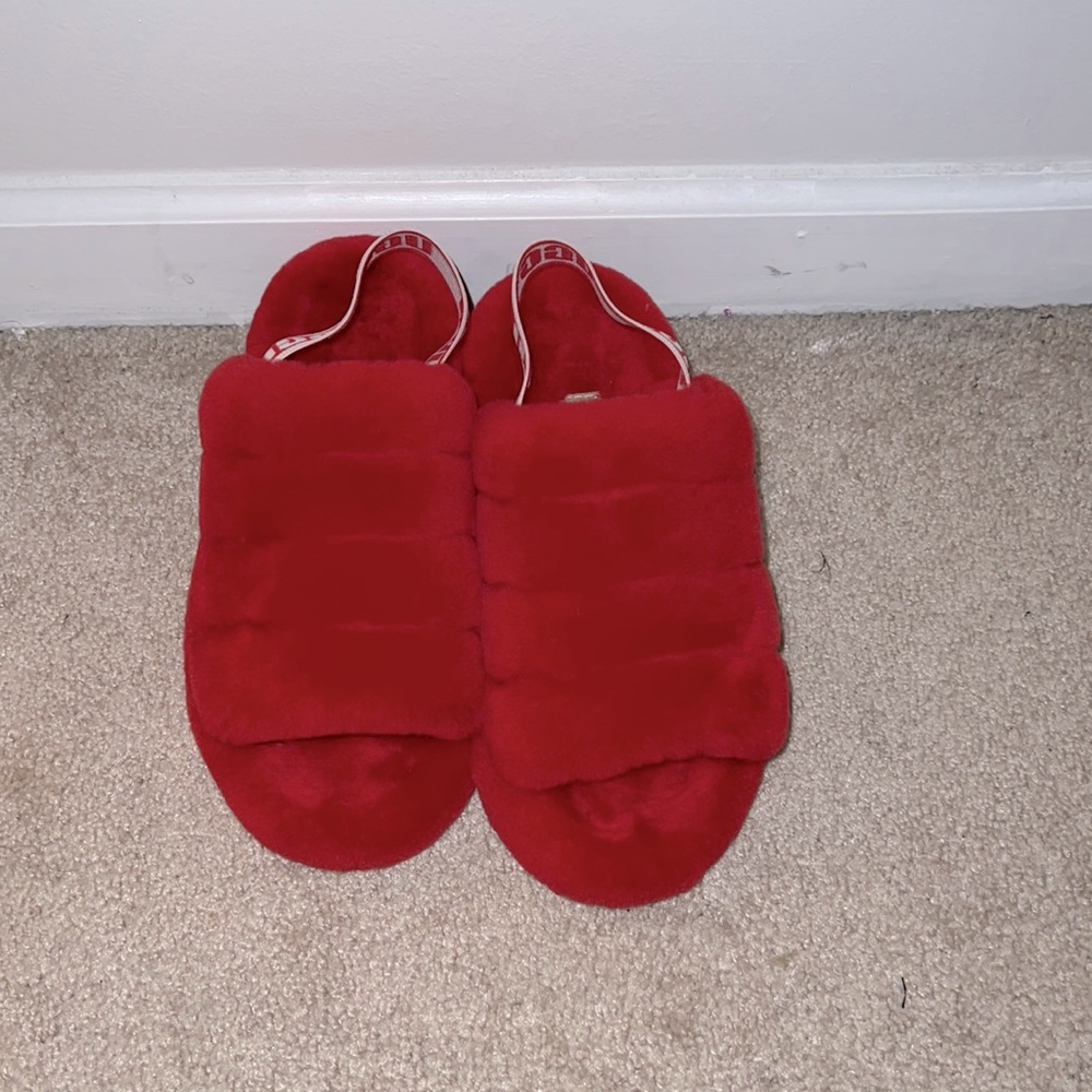 Red UGG slides